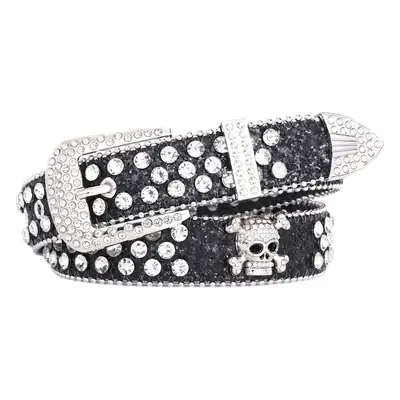 Red Rhinestone Skull Buckle Belt Set for Women