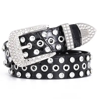 Women's Diamond Belt with Rhinestone Eye Inlay Set