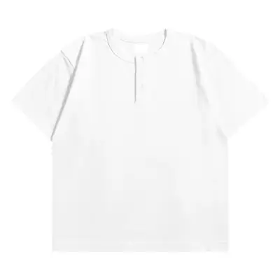 Men's White Cotton Polo Shirt Short Sleeve Button Front