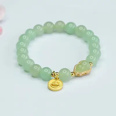 Guan Yu Jade Dragon Pendant Bracelet Green