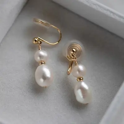 Natural Pearl Ear Clip Women's Ear Holes Baroque Earrings