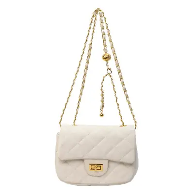 White Quilted Chain Shoulder Bag for Women