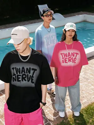 Korean Lu Men's Hollow Letter Printed T-Shirt Same Style American Trendy Brand Half Sleeve T-Shirt Q