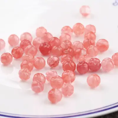 Women Watermelon Crystal Lotus Round Beads 10mm