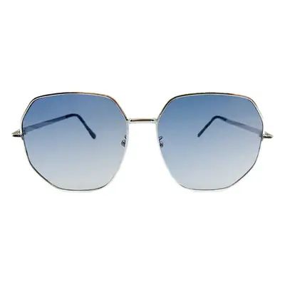 Transparent Blue Sunglasses Unisex Polygonal Metal Driving Sunglasses Korean Style Fashionable Seaside Travel Glasses for Women