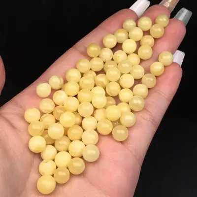 Natural Beeswax Round Beads White Flower Beads