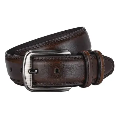 Men's Genuine Leather Belt with Pin Buckle 3.7"