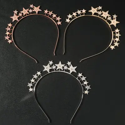 European Rhinestone Star Headband for Festive Parties