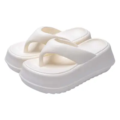 Women's White Flip Flops 7cm Thick Sandals