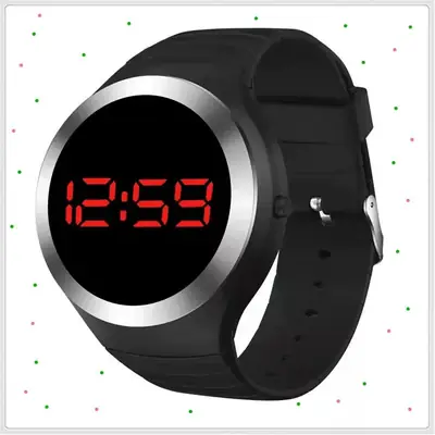 LED Digital Watch Black Blue 12:59