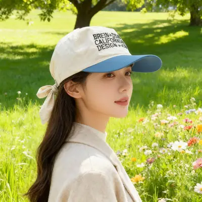 Women Cross-Border Sun Hat with Embroidered Lace-Up Turban