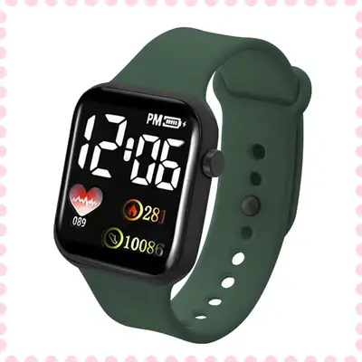 White Digital LED Health Watch with Heart Rate Monitor