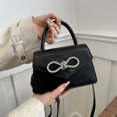 Green Embroidered Bow Shoulder Bag for Women