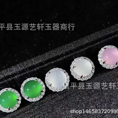 Green Natural Chalcedony Earrings Silver Plated Gold Plated