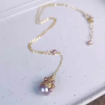 Women's Purple Pearl Clavicle Necklace Set