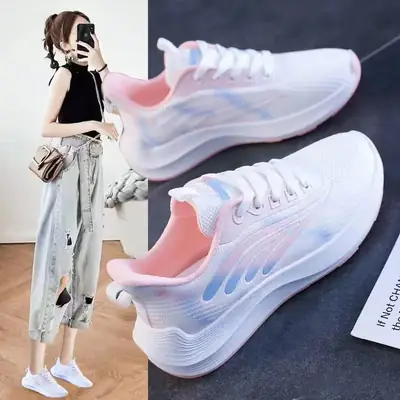 Women's White Flame Graphic Casual Sneakers