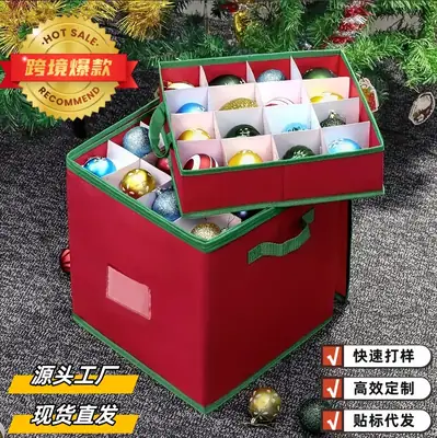 Red Non-Woven Christmas Storage Box 64x64x10cm