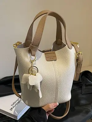 Small Brown Leather Shoulder Bag with Tumbler Holder