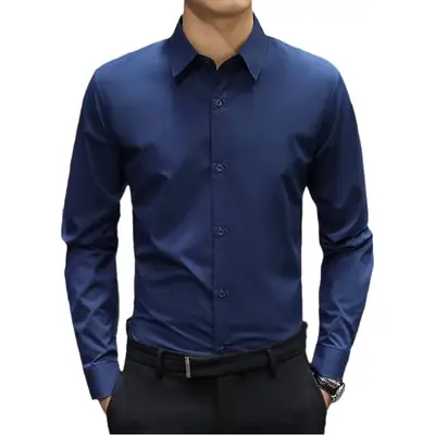 Men's Light Blue Haze Long Sleeve Business Shirt