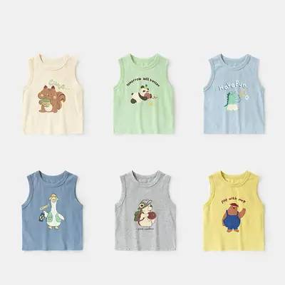 Baby Printed Sleeveless Vest Light Green Summer