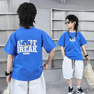 Boys Cotton T-Shirt Brown Cartoon Print Summer 2024