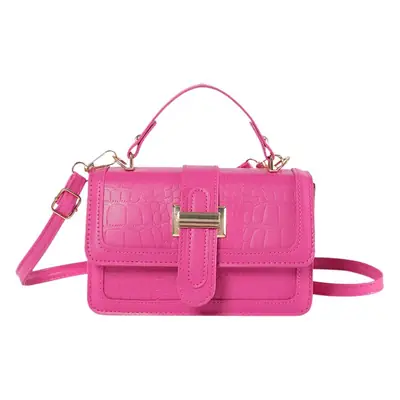 Pink Croc Leather Shoulder Bag for Women 2024