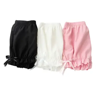 Girls Black Loose Flower Brace Leggings Summer Pants