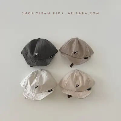 Yipan Baby Hat White 2025 Summer R Letter Ins