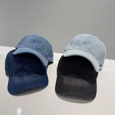 Black Denim Peaked Cap Summer Wear