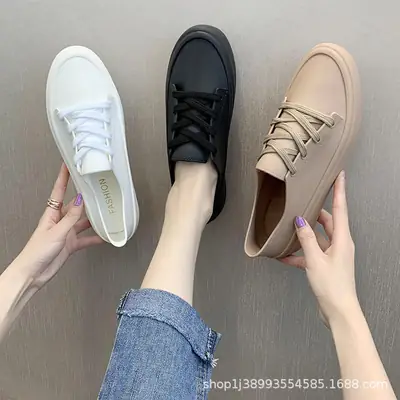 Women's Waterproof White Casual Shoes Round Toe