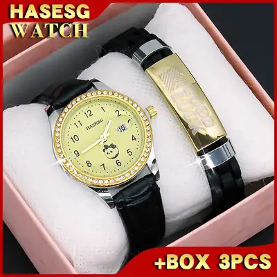 Women's Digital Luminous Quartz Watch with Gold Bracelet
