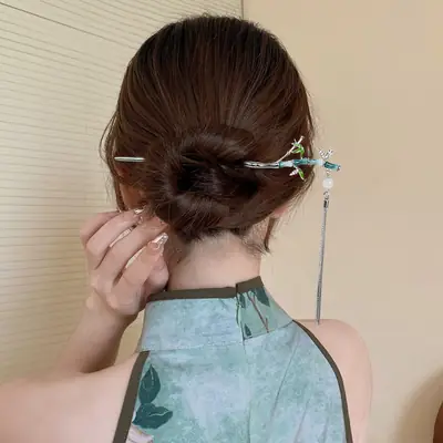 Chinese Bamboo Tassel Hairpin for Women Sanfu Jewelry