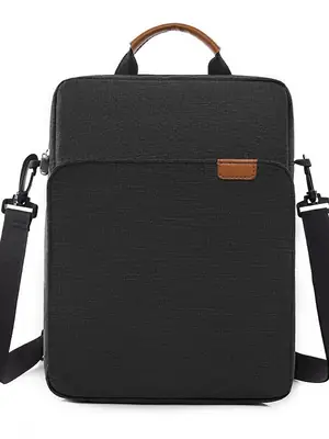 Men's Blue Oxford Crossbody Bag with Leather Strap