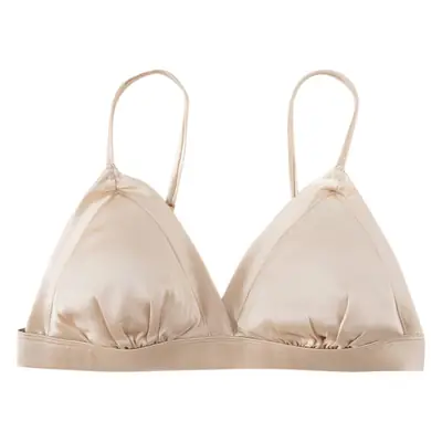 French triangle cup bra thin skin-friendly breathable comfortable mulberry silk bra without steel ring glossy underwear for women