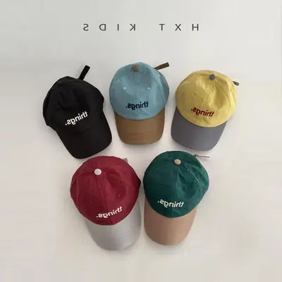 Children's Blue Brown Embroidered Baseball Cap
