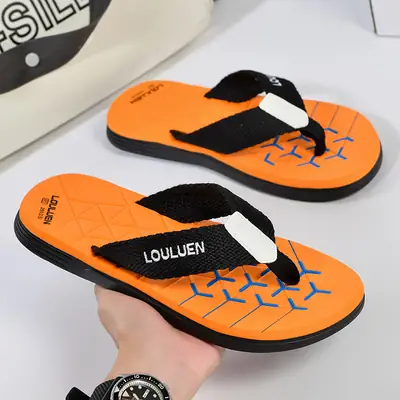 2025 Men's Orange Loulumen Beach Slippers