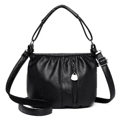Black Pleated Shoulder Bag for Women 2026