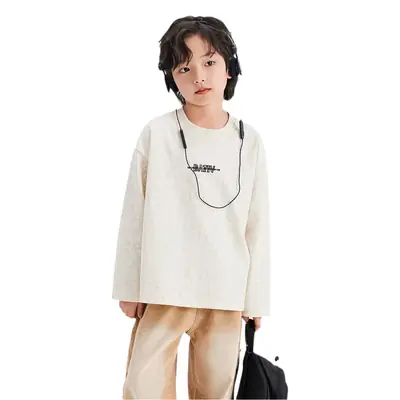 Boys Cotton Long Sleeve T-Shirt Cream Spring 2024