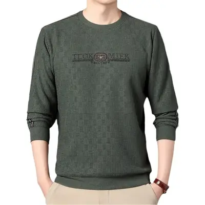Men Navy Printed Sweatshirt Round Neck Striped