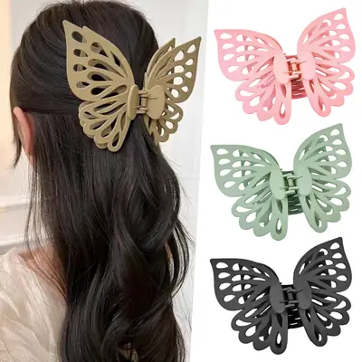Pink Butterfly Hair Clip for Women Large Size