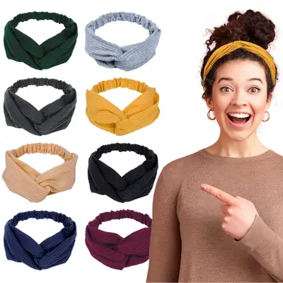 Women's Dark Blue Knitted Bow Headband