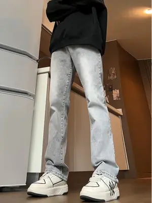 Men Grey Slim Fit Jeans Spring Autumn