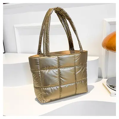 Women's Korean Style Silver Padded Shoulder Bag 2024