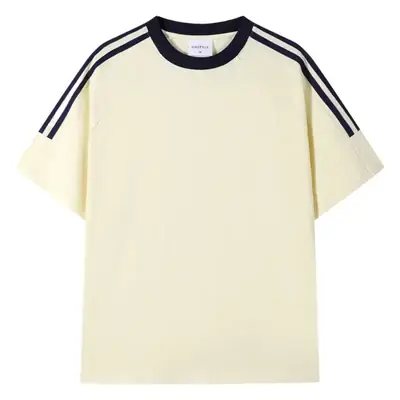 Men Cotton Three Bar T-Shirt Navy Blue 250g