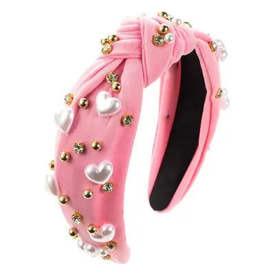 Pink Heart Beaded Hair Band for Women