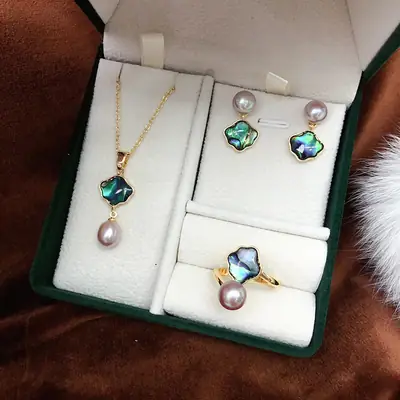 2024 Pearl Earrings Set for Women with Micro Locket