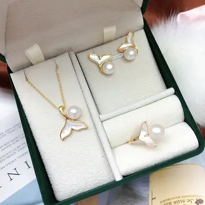 2024 Freshwater Pearl Earrings Set for Women