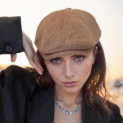 Men's British Beret Cotton Linen Peaked Cap