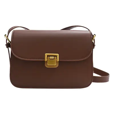 Elegant Women's Brown Messenger Bag with Gold Clasp