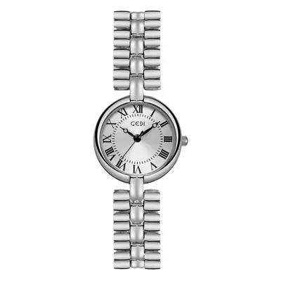 Women's Silver Roman Dial Quartz Watch with Chain Strap